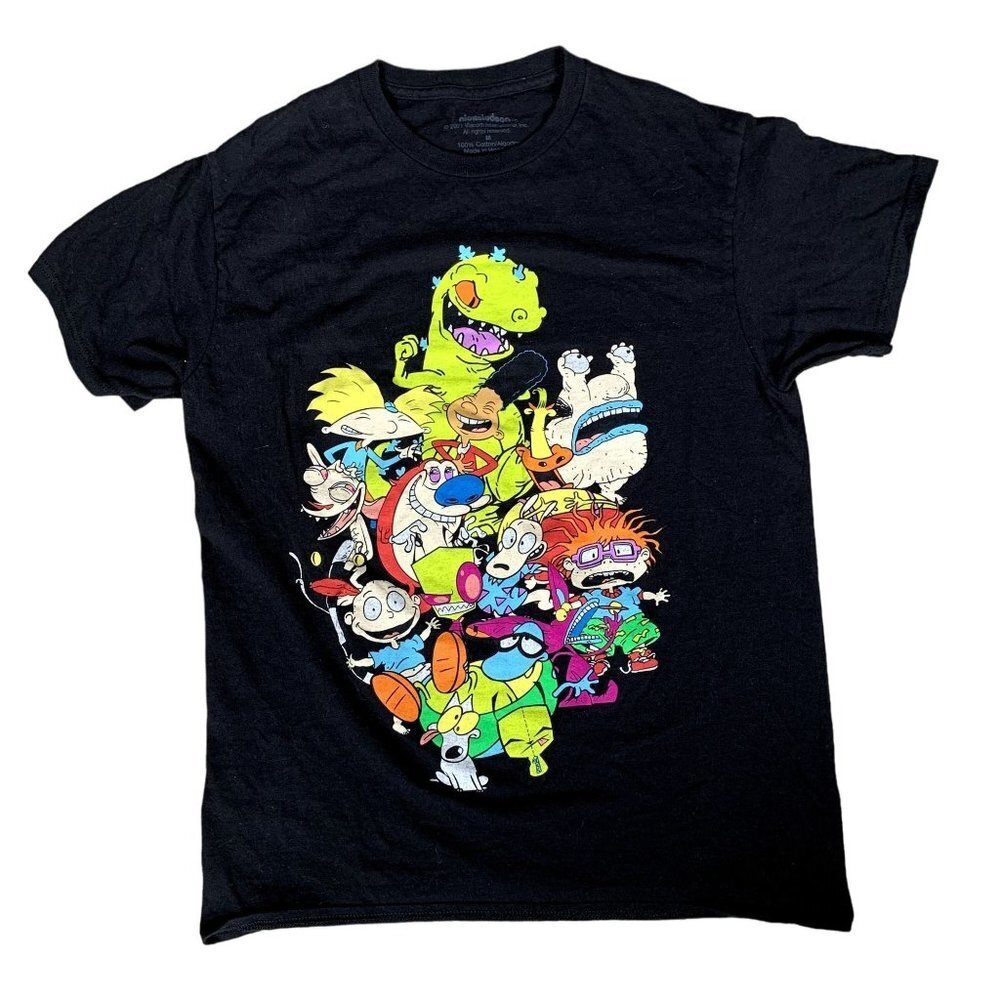 Nickelodeon 90s Cartoons Rugrats Ren & Stimpy 100% Cotton T-Shirt Size Medium